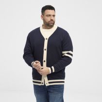 Cardigan Coton Col V Bleu Marine All Size du 3XL au 8XL