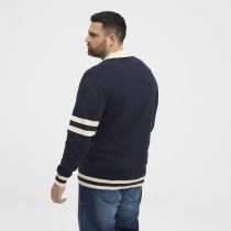 Cardigan Coton Col V Bleu Marine All Size du 3XL au 8XL