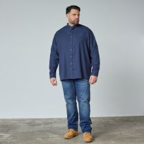Chemise Manches Longues Col Mao Bleu Marine All Size du 3XL au 8XL