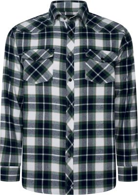 Chemise Manches Longues Double Poche Vert � Carreaux Kam du 3XL au 8XL