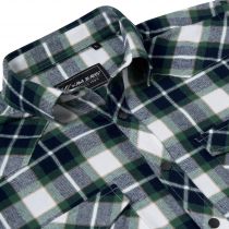 Chemise Manches Longues Double Poche Vert &agrave; Carreaux Kam du 3XL au 8XL