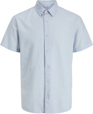 Chemisette Lin Manches Courtes Bleue Jack&Jones du 3XL au 8XL
