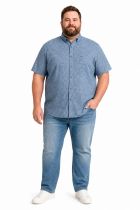 Chemisette Lin Manches Courtes Bleue Redmond du 2XL au 6XL