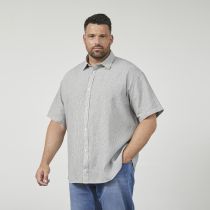 Chemisette Lin Manches Courtes Grise All Size du 3XL au 8XL