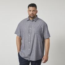 Chemisette Lin Manches Courtes Indigo All Size du 3XL au 8XL