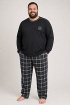 Haut de Pyjama Col Rond Coton Noir All Size du 2XL au 8XL