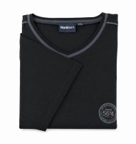 Haut de Pyjama Col V 100% Coton Noir All Size du 2XL au 8XL