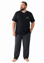 Haut de Pyjama Col V 100% Coton Noir All Size du 2XL au 8XL