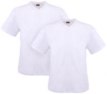Pack de Deux T-Shirts Col V Grande Taille Coloris Blanc MAVERICK d\'Adamo