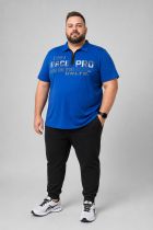 Polo Manches Courtes Col Zip Bleu Lavecchia du 3XL au 8XL