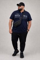 Polo Manches Courtes Col Zip Bleu Marine Lavecchia du 3XL au 8XL