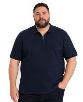 Polo Stretch  Col Zip Bleu Marine Jack&Jones du 3XL au 8XL