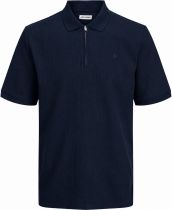 Polo Stretch  Col Zip Bleu Marine Jack&Jones du 3XL au 8XL