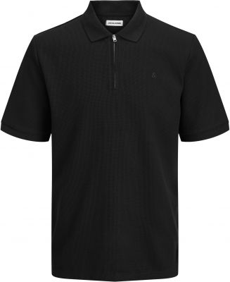 Polo Stretch  Col Zip Noir Jack&Jones du 3XL au 8XL