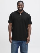 Polo Stretch  Col Zip Noir Jack&Jones du 3XL au 8XL