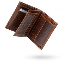 Portefeuille marron en cuir de vache pour homme