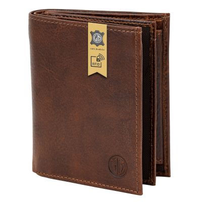 Portefeuille marron en cuir de vache pour homme