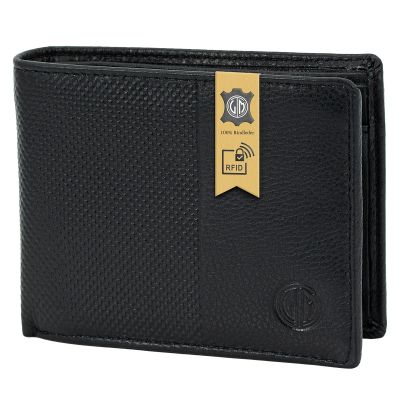 Portefeuille noir en cuir de vache pour homme