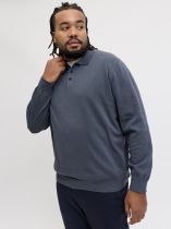 Pull Col Polo Bleu Ardoise Jack&Jones du 3XL au 8XL