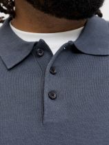 Pull Col Polo Bleu Ardoise Jack&Jones du 3XL au 8XL