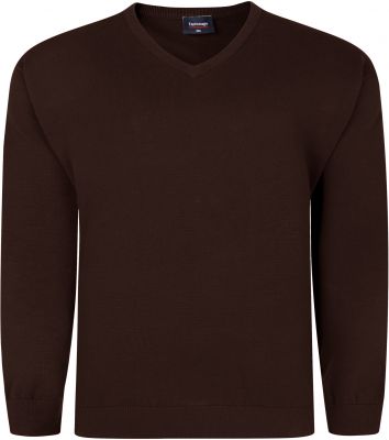 Pull Col V Marron Espionage du 2XL au 8XL