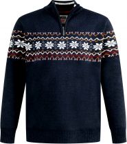 Pull Col Zip Bleu Marine  Du 3XL au 6XL