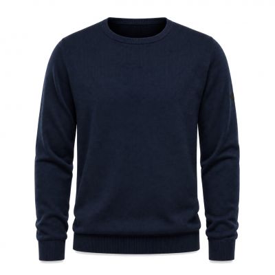 Pull Laine Woolmark Col Rond Bleu Marine Monte Carlo du 58 au 70