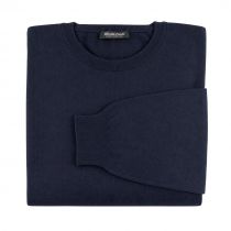Pull Laine Woolmark Col Rond Bleu Marine Monte Carlo du 58 au 70