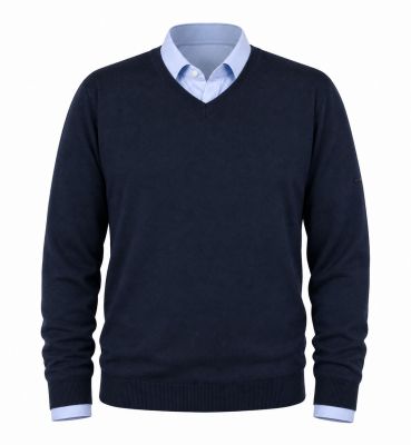 Pull Laine Woolmark Col V Bleu Marine Monte Carlo du 58 au 70