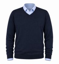 Pull Laine Woolmark Col V Bleu Marine Monte Carlo du 58 au 70