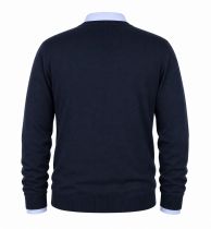 Pull Laine Woolmark Col V Bleu Marine Monte Carlo du 58 au 70