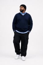 Pull Laine Woolmark Col V Bleu Marine Monte Carlo du 58 au 70