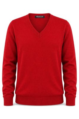 Pull Laine Woolmark Col V Rouge Monte Carlo du 58 au 70