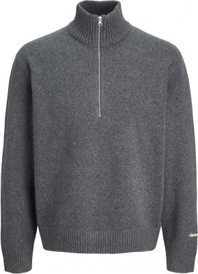 Pull Stretch Col Zip Gris Jack&Jones du 3XL au 8XL