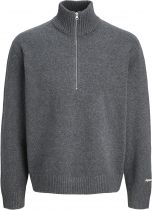 Pull Stretch Col Zip Gris Jack&Jones du 3XL au 8XL