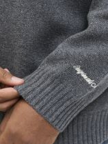 Pull Stretch Col Zip Gris Jack&Jones du 3XL au 8XL