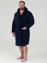 Robe de Chambre Polaire &agrave; Capuche Bleu Marine Duke Du 2XL au 8XL