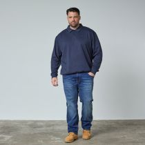 Sweat Col Polo Bleu Marine All Size du 3XL au 8XL