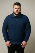 Sweat Col Zip Bleu Foncé Monte Carlo