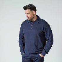 Sweat Col Zip Bleu Marine All Size du 3XL au 8XL