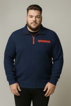 Sweat Col Zip Bleu Marine Monte Carlo
