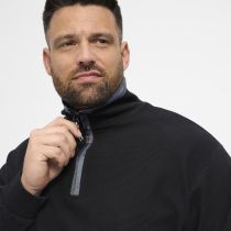 Sweat Col Zipp&eacute; 100% Coton Noir All Size