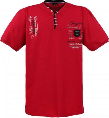 T-Shirt Col V � Boutons � Manches Courtes Rouge Lavecchia du 3XL au 8XL